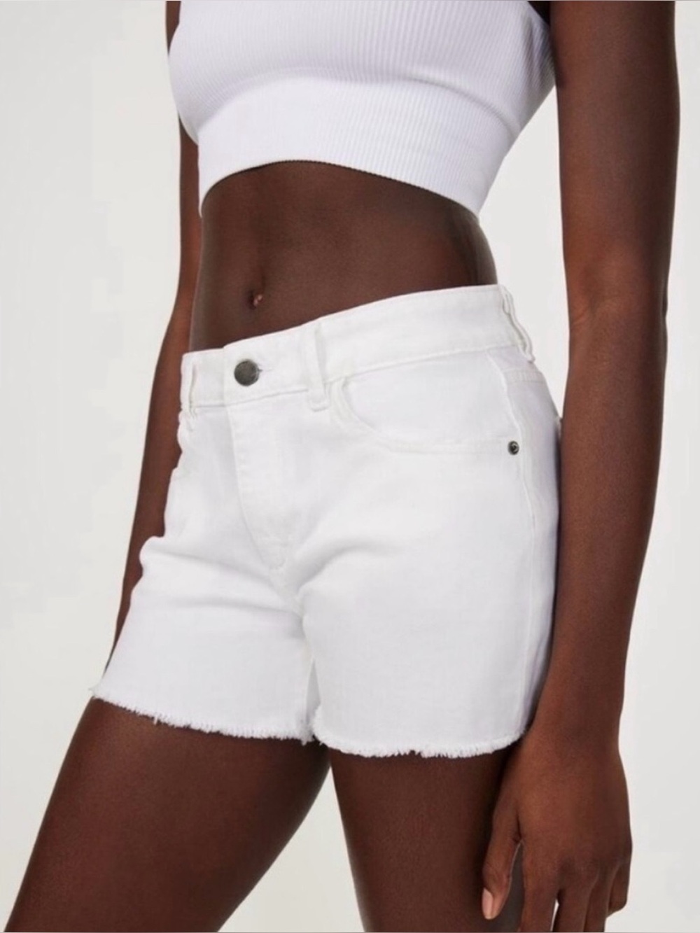 DL1961 Renee White Raw Hem Denim Cutoff Shorts. So cute!